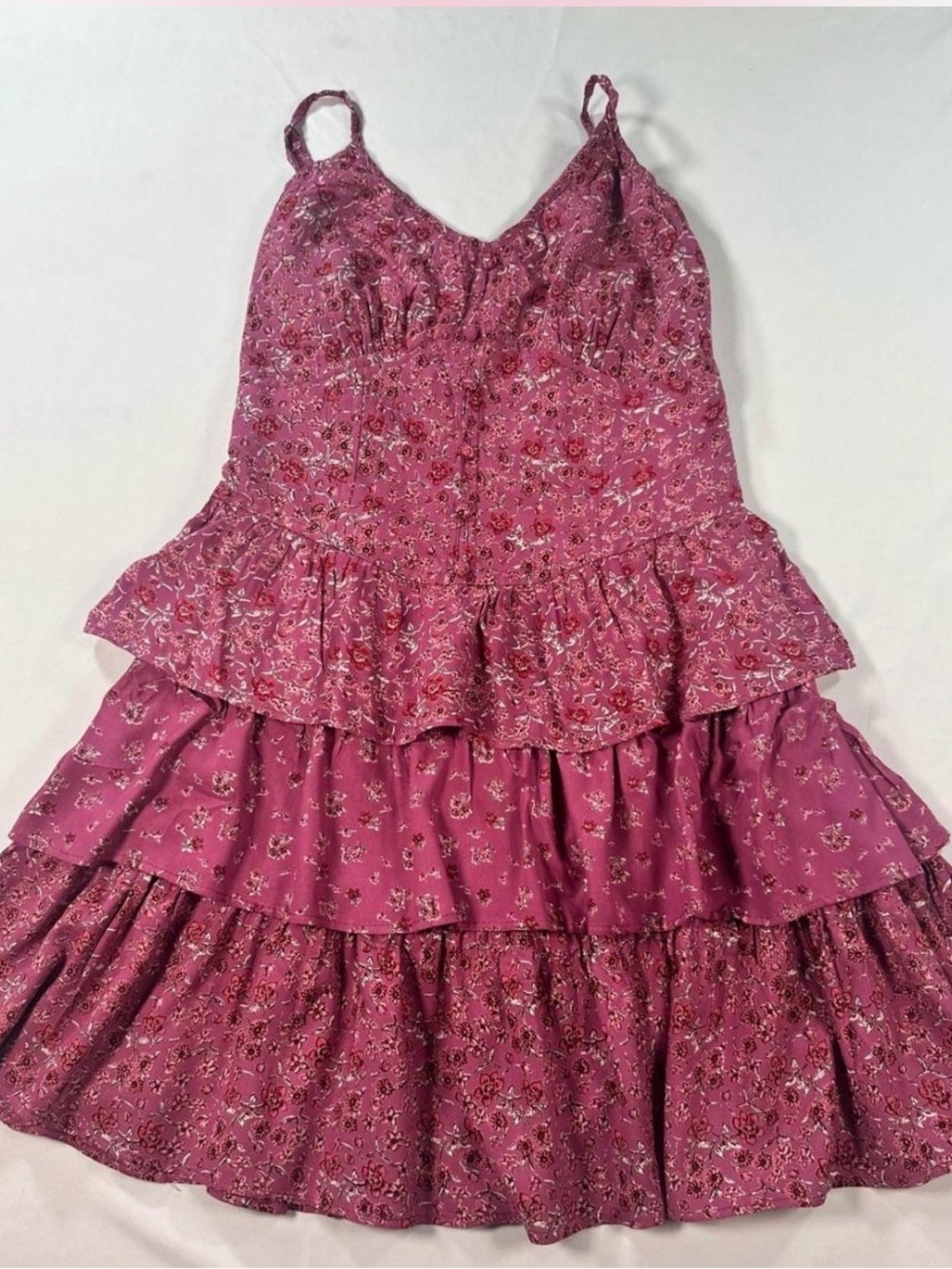 Angie Pink Floral Ruffled Mini Dress